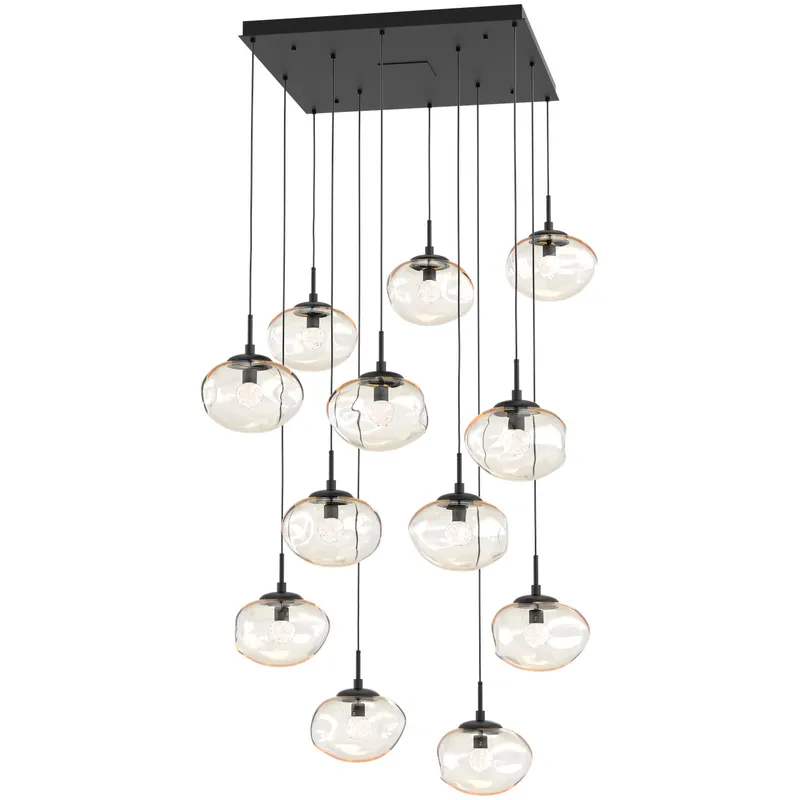 Nova LED LED Matte Black Chandelier Ceiling Light, Square Multi-Port