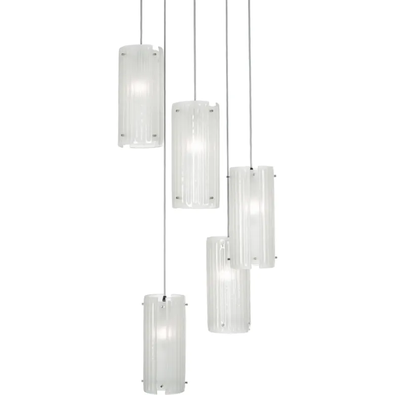 Textured Glass 5 Light 19.7 inch Classic Silver Multi-Pendant Ceiling Light