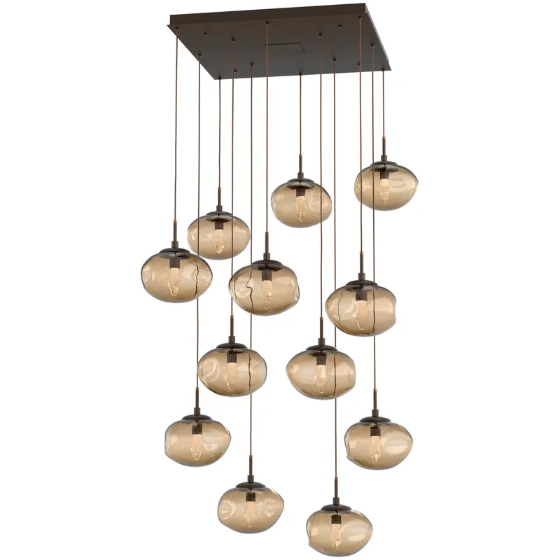 Nova LED LED Flat Bronze Chandelier Ceiling Light, Square Multi-Port
