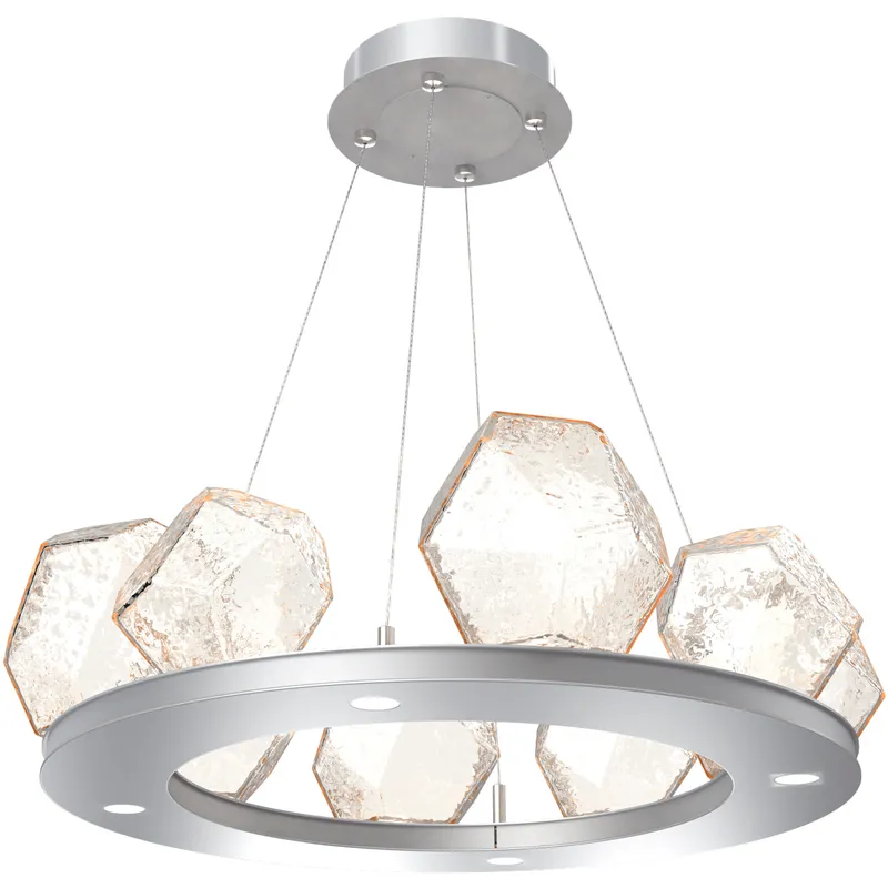 Gem LED 27.4 inch Classic Silver Chandelier Ceiling Light in Amber, 2700K LED, Ring