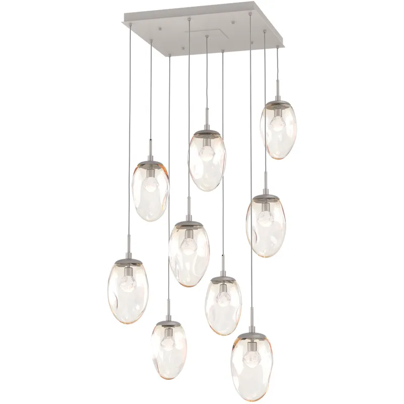 Meteo LED LED Beige Silver Chandelier Ceiling Light, Square Multi-Port