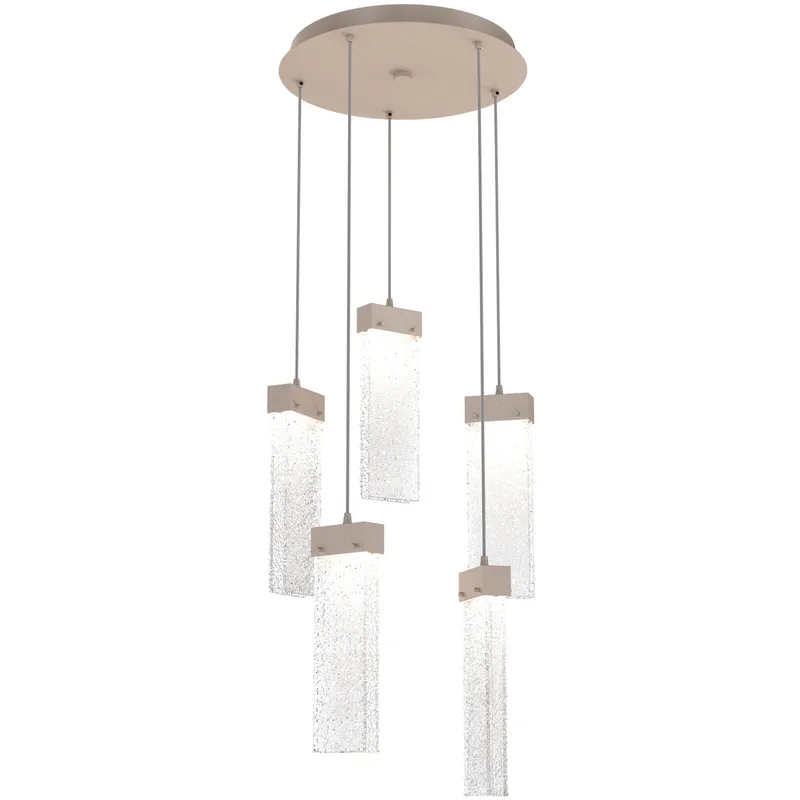 Parallel LED 18.6 inch Beige Silver Chandelier Ceiling Light in 3000K LED, Metallic Beige Silver, Clear Rimelight, Round Multi-Port