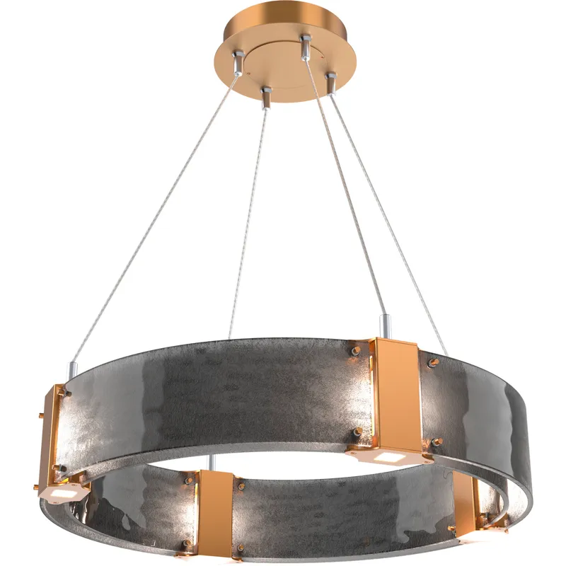 Parallel LED 23.9 inch Novel Brass Chandelier Ceiling Light in Smoke Granite, 2700K LED, Ring