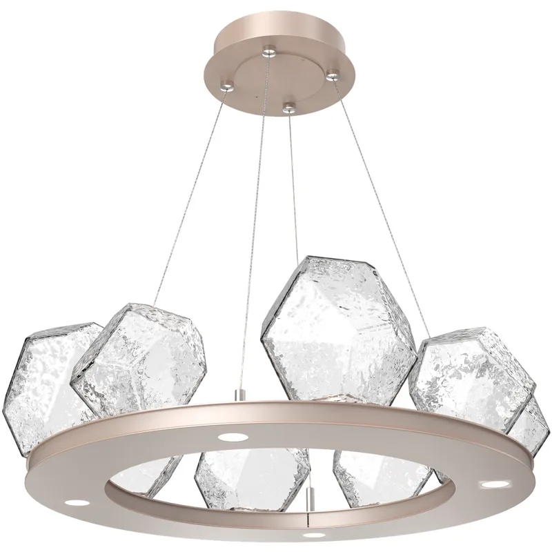 Gem LED 27.4 inch Beige Silver Chandelier Ceiling Light in Metallic Beige Silver, Clear, 2700K LED, Ring