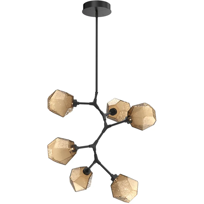 Gem LED 30 inch Matte Black Chandelier Ceiling Light in 3000K LED, Bronze, Modern Vine