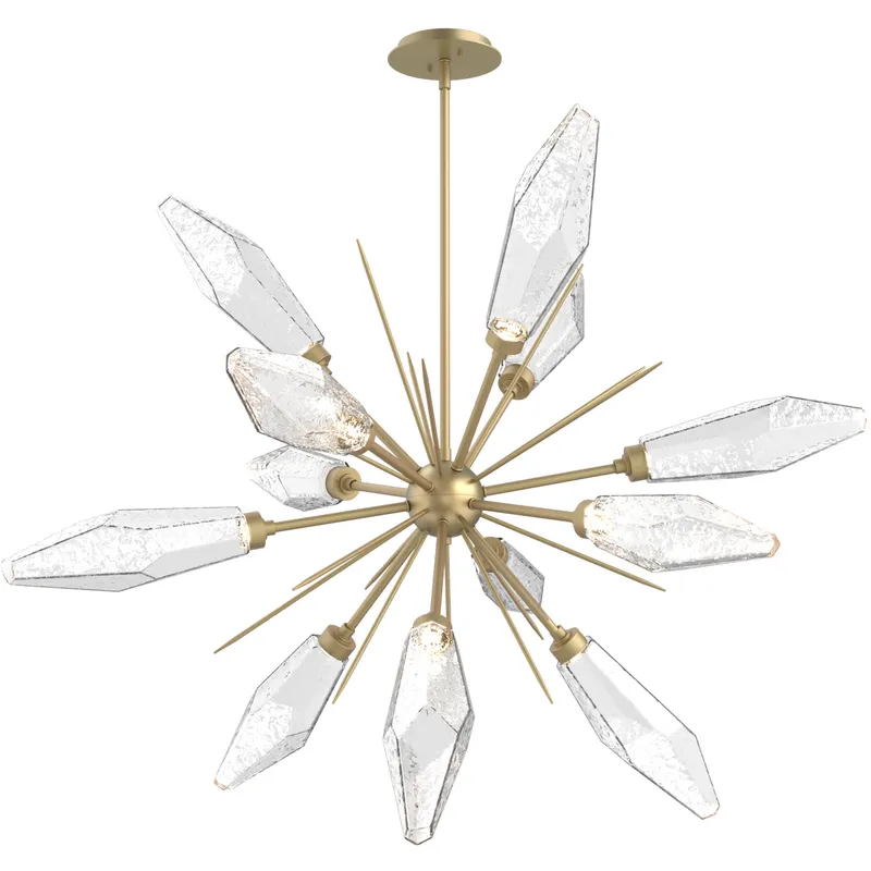 Rock Crystal LED 38.1 inch Gilded Brass Chandelier Ceiling Light in Chilled Clear, 2700K LED, Starburst