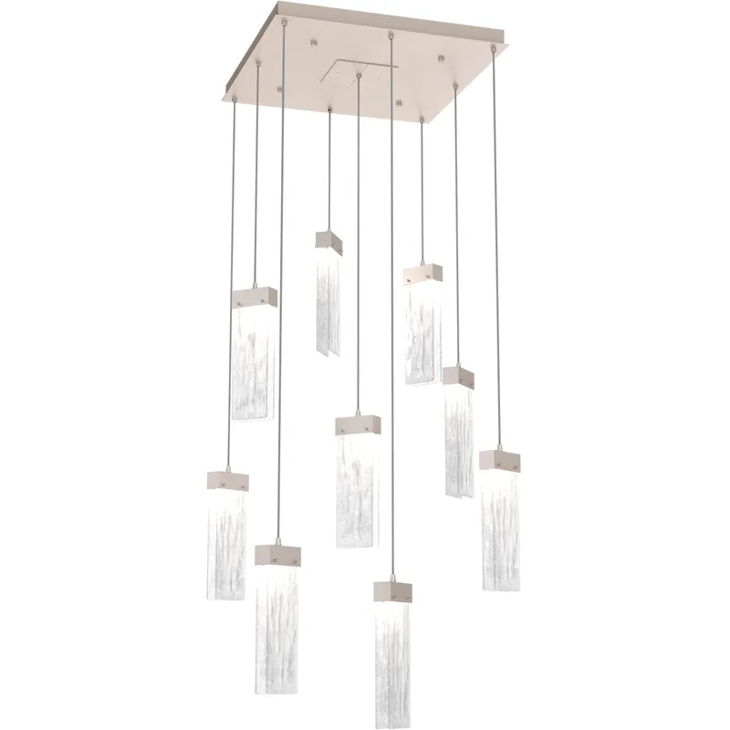Parallel LED 26 inch Beige Silver Chandelier Ceiling Light in Metallic Beige Silver, Clear Granite, 2700K LED, Square Multi-Port
