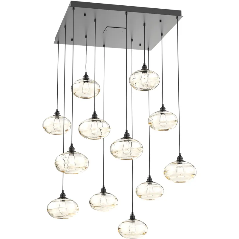 Coppa 12 Light Matte Black Chandelier Ceiling Light, Square Multi-Port