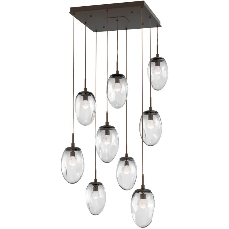 Meteo LED LED Flat Bronze Chandelier Ceiling Light, Square Multi-Port