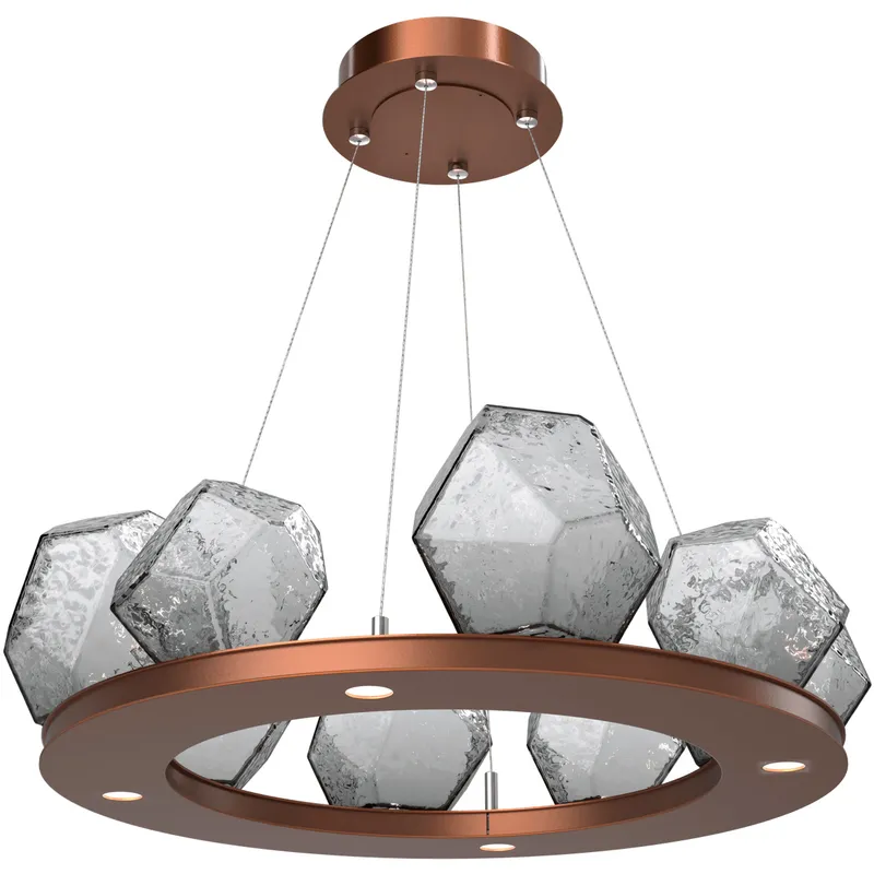 Gem LED 27.4 inch Burnished Bronze Chandelier Ceiling Light in 3000K LED, Smoke, Ring