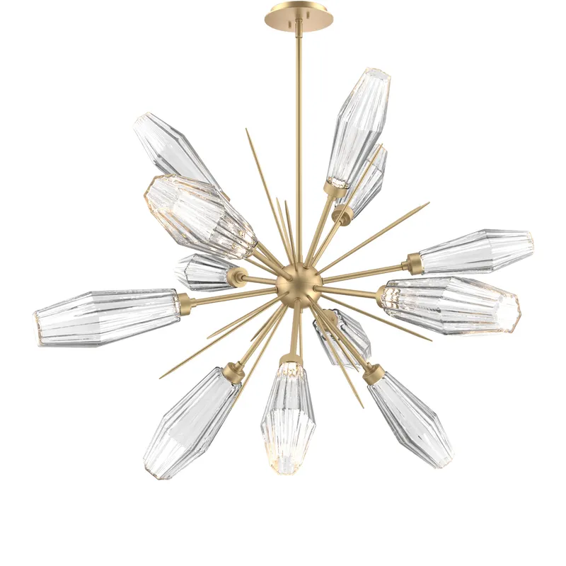 Aalto LED 37.7 inch Gilded Brass Chandelier Ceiling Light in Optic Rib Clear, 2700K LED, Starburst