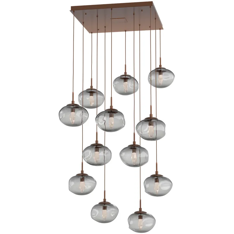 Nova LED LED Burnished Bronze Chandelier Ceiling Light, Square Multi-Pendant
