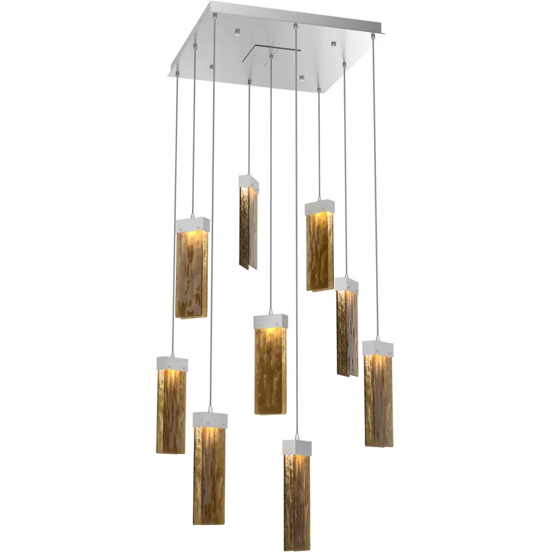 Parallel LED 26 inch Classic Silver Chandelier Ceiling Light in 3000K LED, Bronze Granite, Square Multi-Port