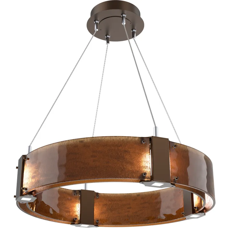Parallel LED 23.9 inch Flat Bronze Chandelier Ceiling Light in 3000K LED, Bronze Granite, Ring