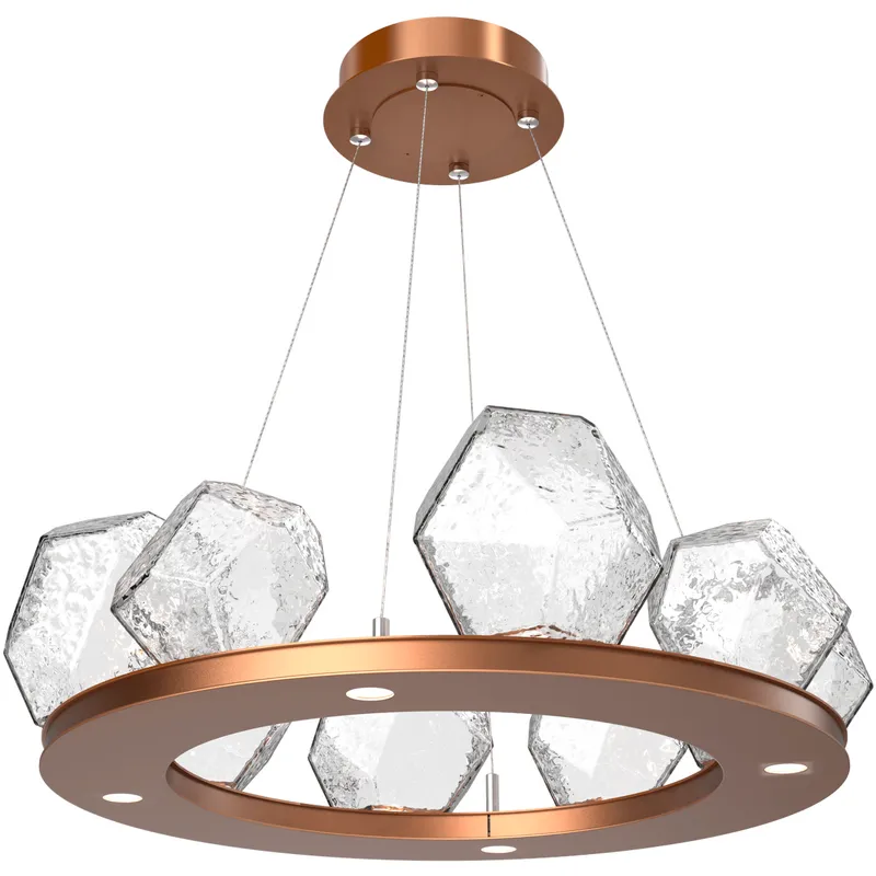Gem LED 27.4 inch Novel Brass Chandelier Ceiling Light in 3000K LED, Clear, Ring