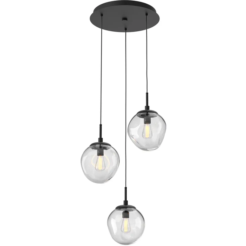 Aster Incandescent 3 Light Matte Black Chandelier Ceiling Light, Round Multi-Port