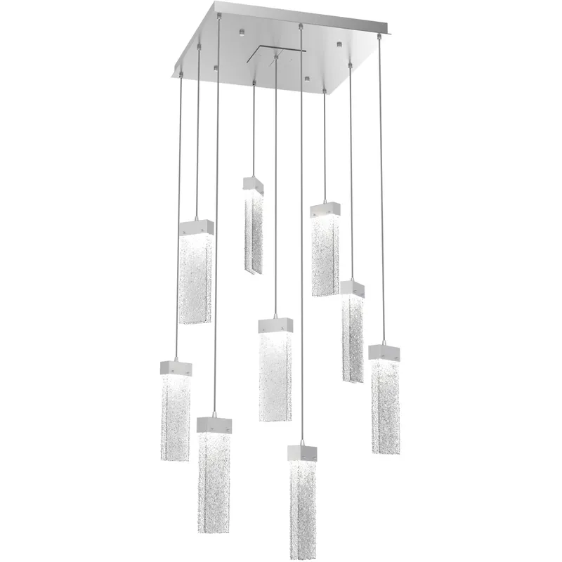 Parallel LED 26 inch Classic Silver Chandelier Ceiling Light in 3000K LED, Clear Rimelight, Square Multi-Port