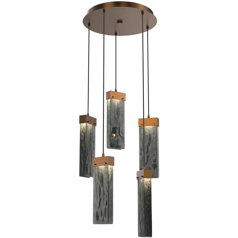 Parallel LED 18.6 inch Flat Bronze Chandelier Ceiling Light in Smoke Granite, 2700K LED, Round Multi-Port