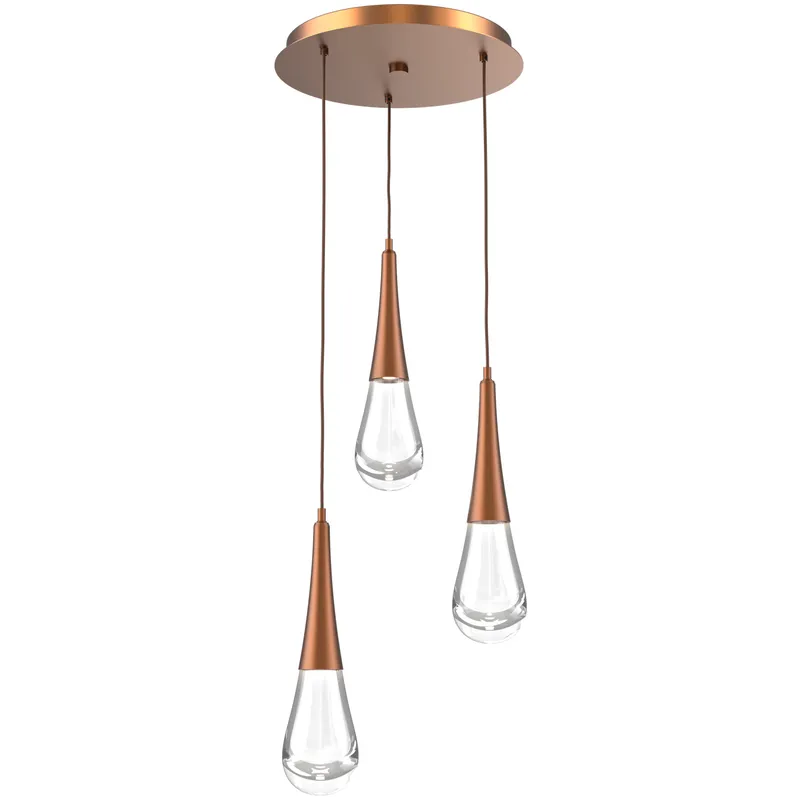 Rain Drop LED 17.4 inch Burnished Bronze Chandelier Ceiling Light in 2700K LED, Multi-Port