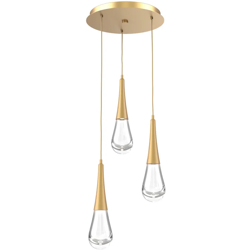 Rain Drop LED 17.4 inch Gilded Brass Chandelier Ceiling Light in 2700K LED, Multi-Port