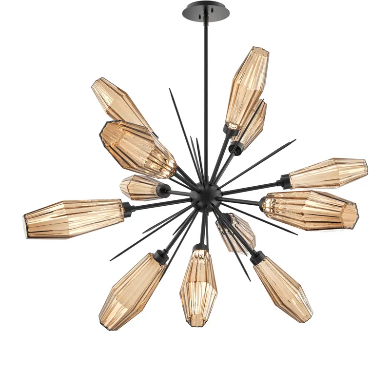 Aalto LED 37.7 inch Matte Black Chandelier Ceiling Light in Optic Rib Bronze, 2700K LED, Starburst
