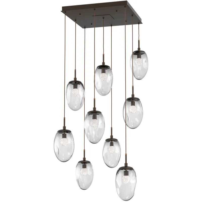 Meteo LED LED Flat Bronze Chandelier Ceiling Light, Square Multi-Port