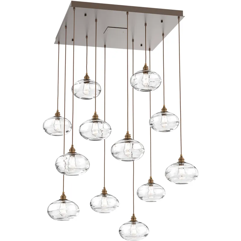 Coppa 12 Light Flat Bronze Chandelier Ceiling Light, Square Multi-Port