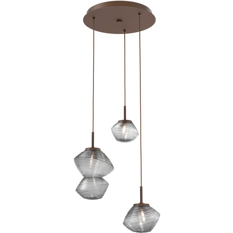 Mesa LED Flat Bronze Chandelier Ceiling Light, Multi-Port Round