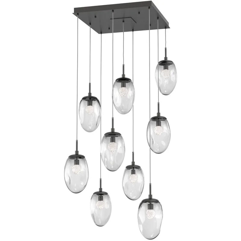 Meteo LED LED Graphite Chandelier Ceiling Light, Square Multi-Port