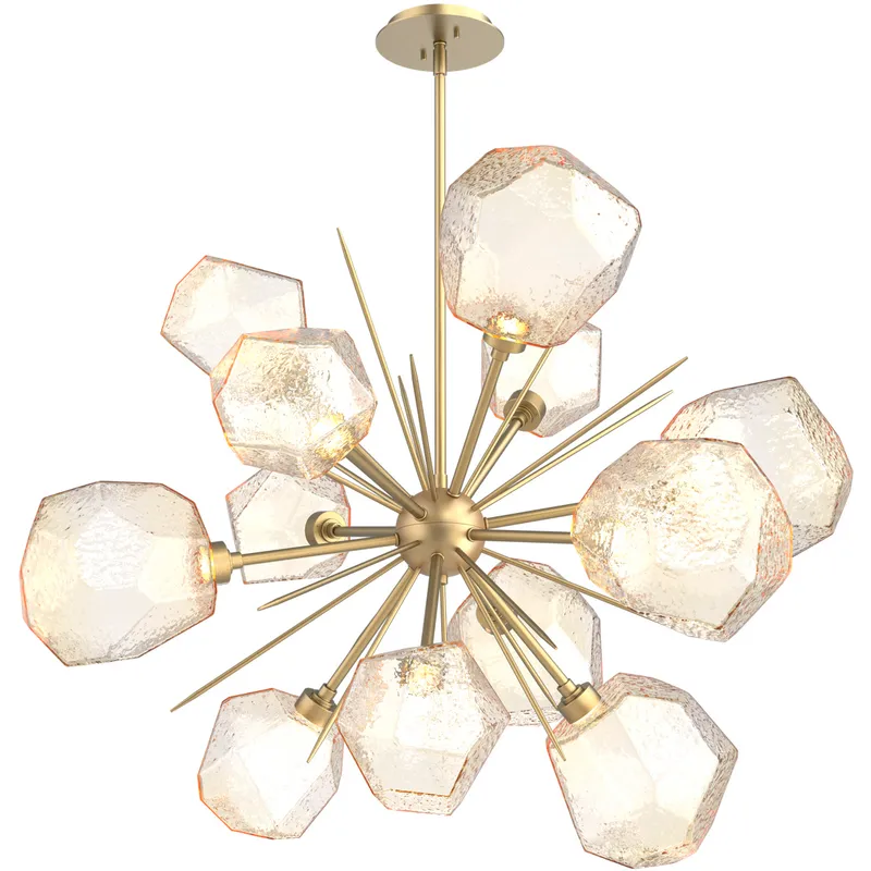 Gem LED 38.4 inch Gilded Brass Chandelier Ceiling Light in 3000K LED, Amber, Starburst