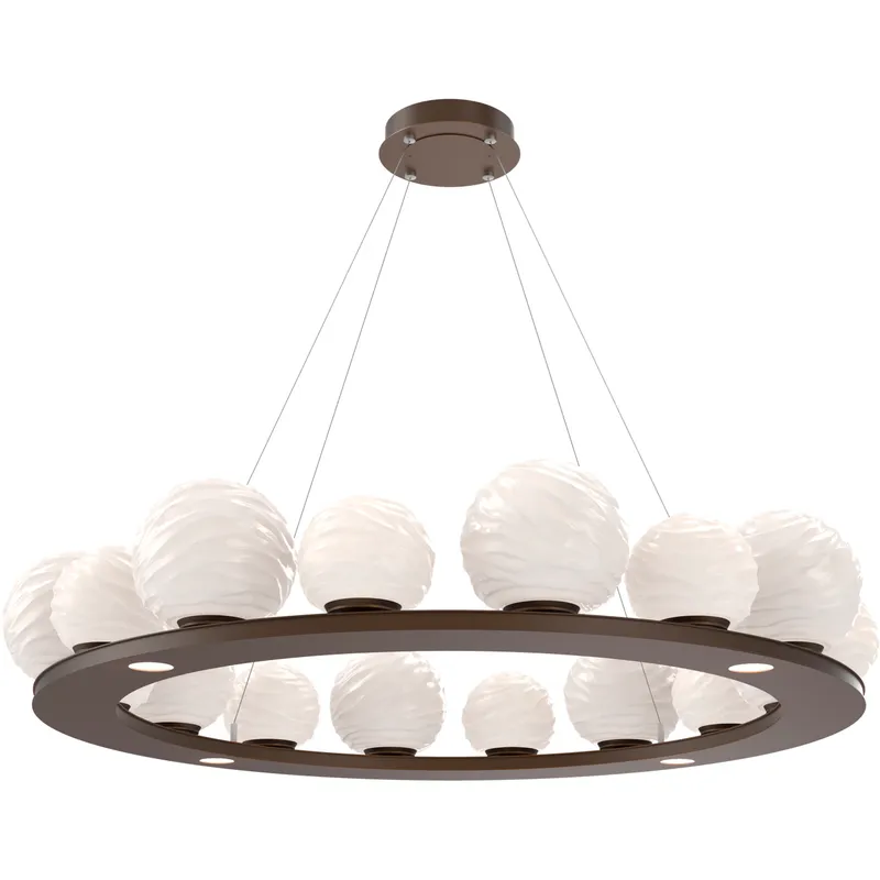 Gaia LED Flat Bronze Multi-Pendant Ceiling Light in 3000K LED, Opal White