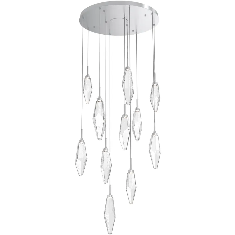 Rock Crystal LED 32.3 inch Classic Silver Chandelier Ceiling Light, Round Multi-Port