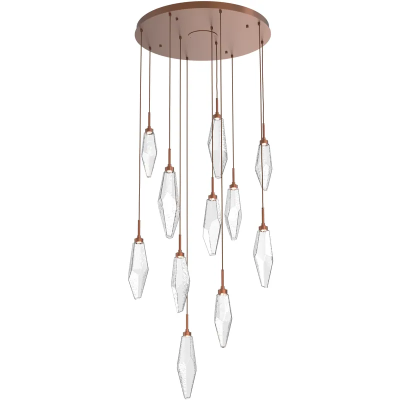 Rock Crystal LED 32.3 inch Burnished Bronze Chandelier Ceiling Light, Round Multi-Port