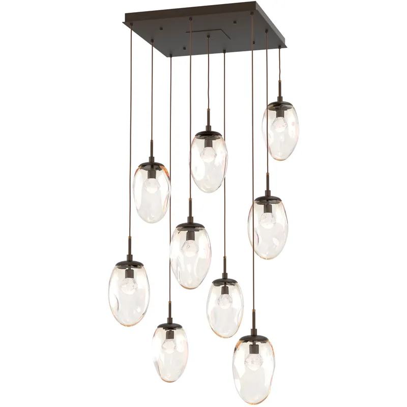 Meteo LED LED Flat Bronze Chandelier Ceiling Light, Square Multi-Port
