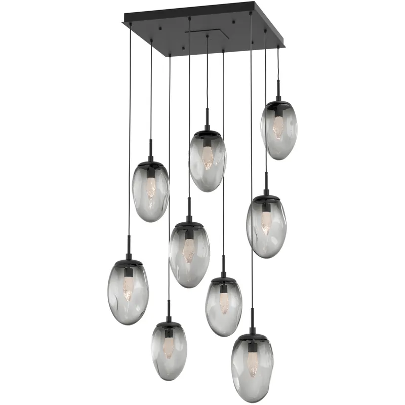 Meteo LED LED Matte Black Chandelier Ceiling Light, Square Multi-Port