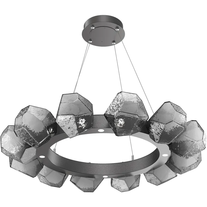 Gem LED 36 inch Graphite Chandelier Ceiling Light in 3000K LED, Smoke, Radial Ring