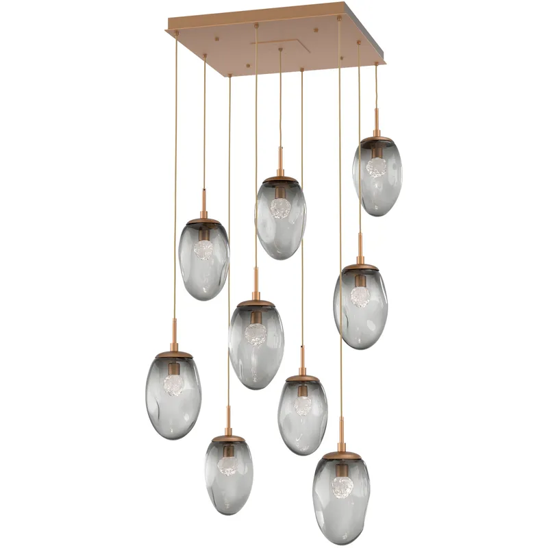 Meteo LED LED Novel Brass Chandelier Ceiling Light, Square Multi-Pendant