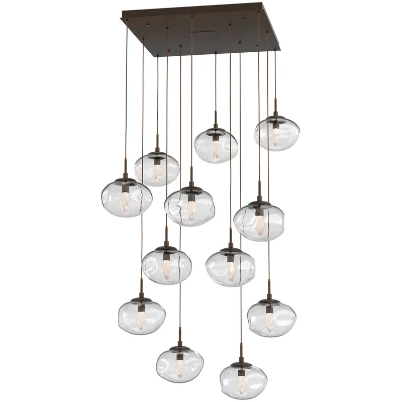 Nova LED LED Flat Bronze Chandelier Ceiling Light, Square Multi-Port