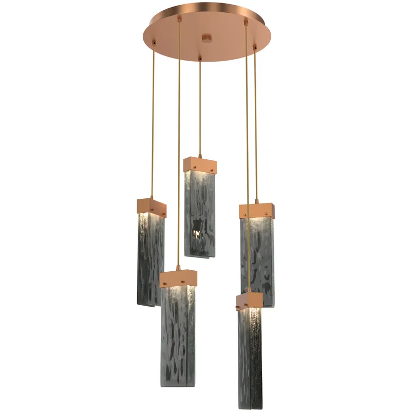 Parallel LED 18.6 inch Novel Brass Chandelier Ceiling Light in Smoke Granite, 2700K LED, Round Multi-Port