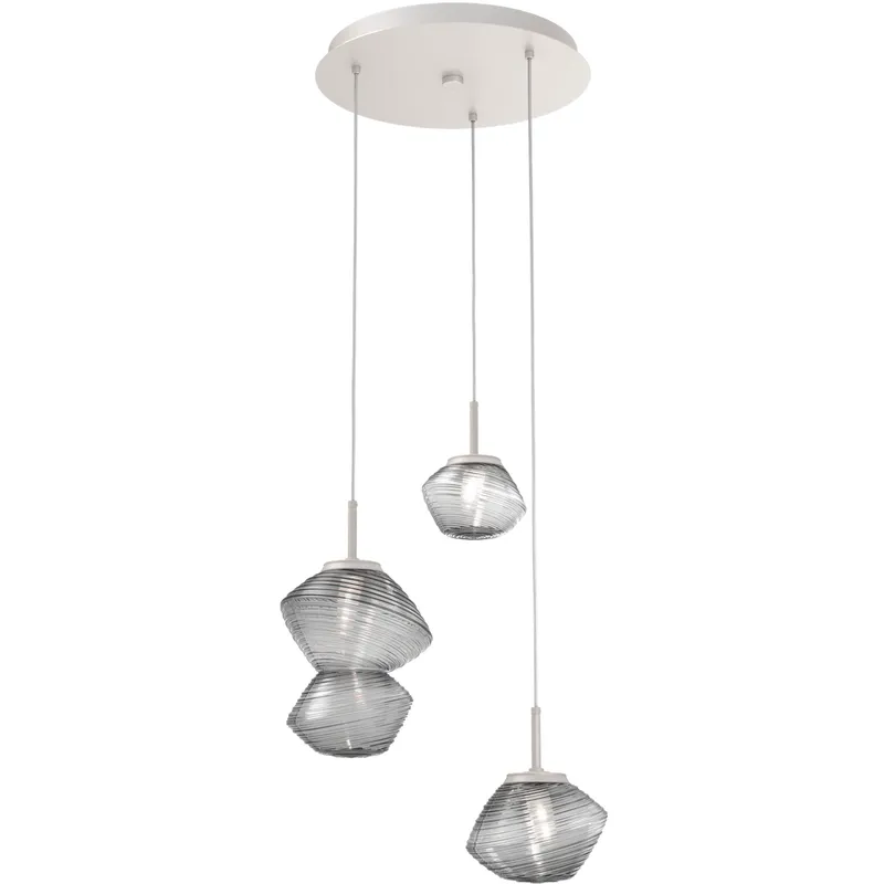 Mesa LED Beige Silver Chandelier Ceiling Light, Multi-Port Round