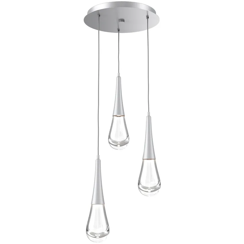 Rain Drop LED 17.4 inch Classic Silver Chandelier Ceiling Light in 3000K LED, Multi-Port