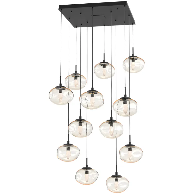 Nova LED LED Matte Black Chandelier Ceiling Light, Square Multi-Port