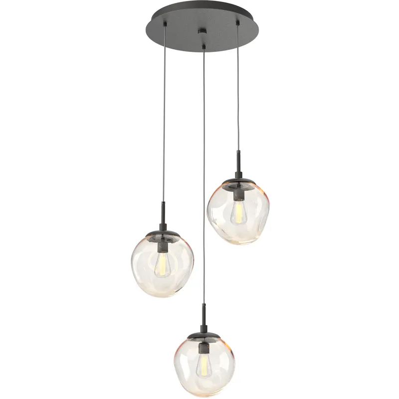 Aster Incandescent 3 Light Graphite Chandelier Ceiling Light, Round Multi-Port