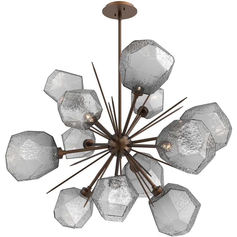 Gem LED 38.4 inch Flat Bronze Chandelier Ceiling Light in Smoke, 2700K LED, Starburst