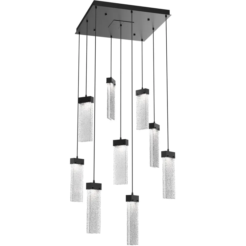 Parallel LED 26 inch Matte Black Chandelier Ceiling Light in Clear Rimelight, 2700K LED, Square Multi-Port