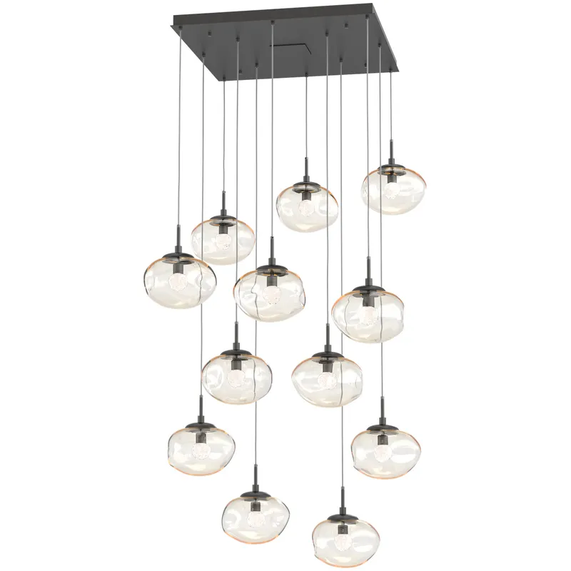 Nova LED LED Graphite Chandelier Ceiling Light, Square Multi-Port