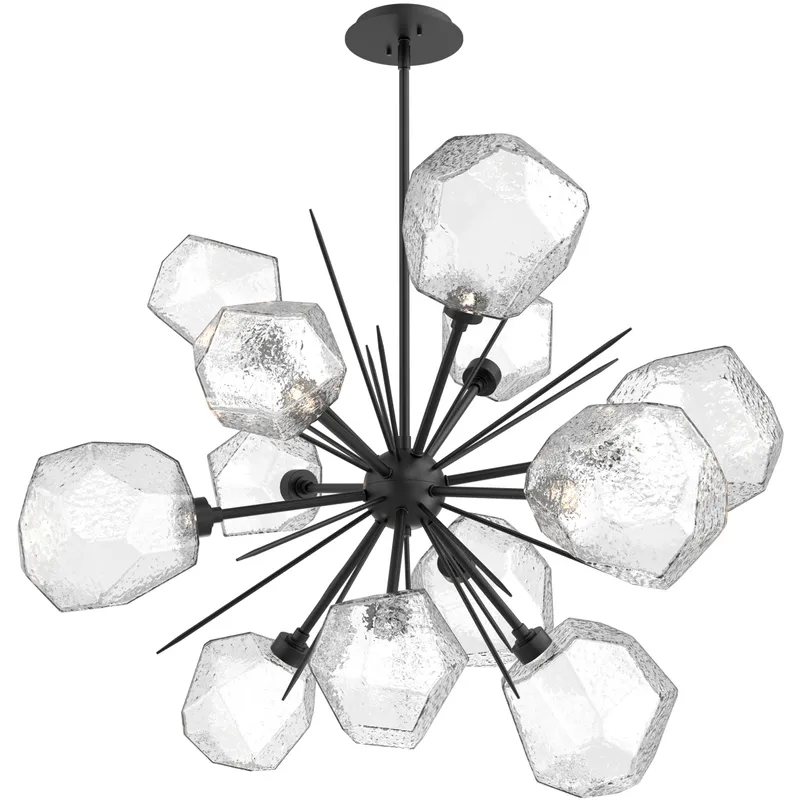 Gem LED 38.4 inch Matte Black Chandelier Ceiling Light in 3000K LED, Clear, Starburst