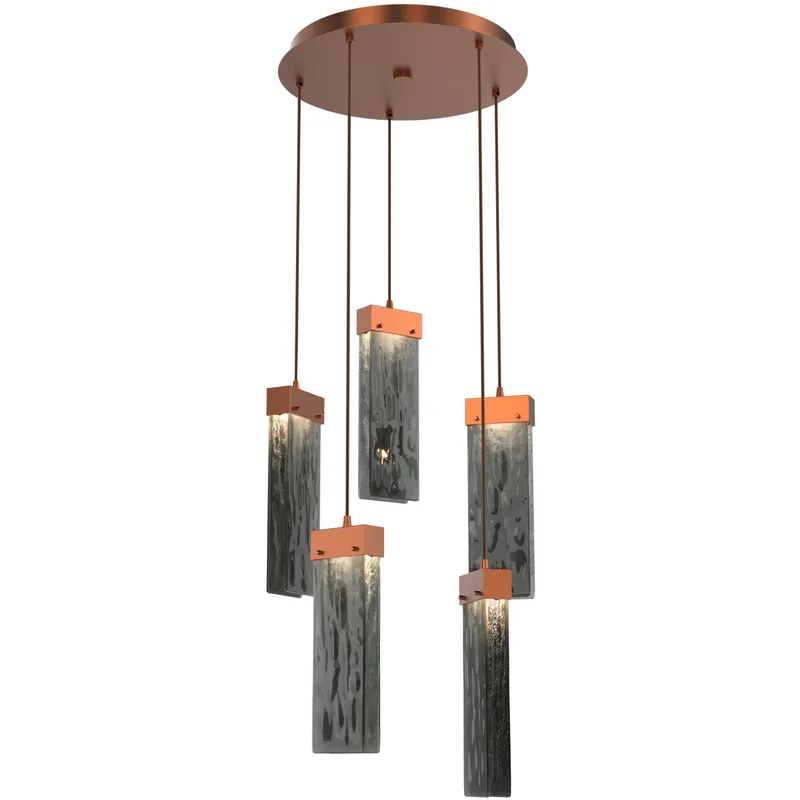 Parallel LED 18.6 inch Burnished Bronze Chandelier Ceiling Light in 3000K LED, Smoke Granite, Round Multi-Port