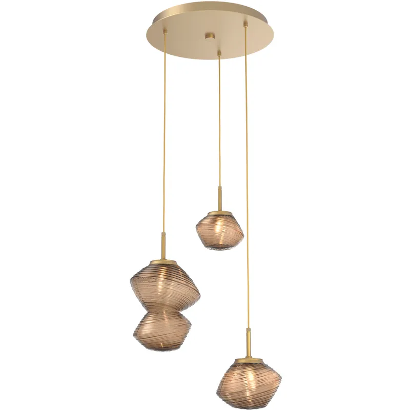 Mesa LED Gilded Brass Chandelier Ceiling Light, Multi-Port Round