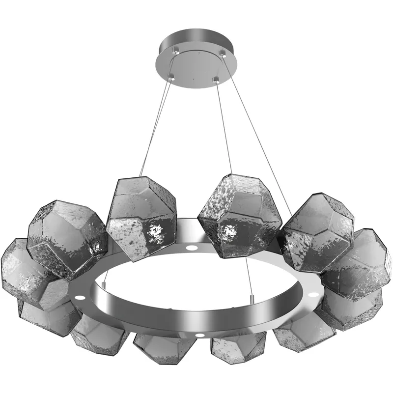 Gem LED 36 inch Classic Silver Chandelier Ceiling Light in 3000K LED, Smoke, Radial Ring